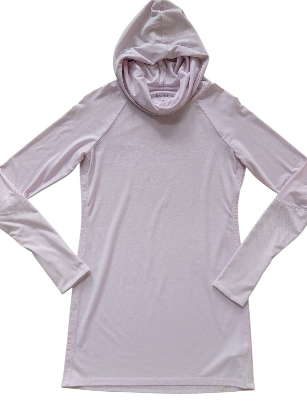 Athleta Women's Essence Hooded Cowl Neck Tunic Pink XS Long Sleeve Athleisure